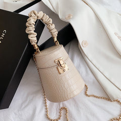 Women Crocodile Pattern Small Bucket Crossbody Bag