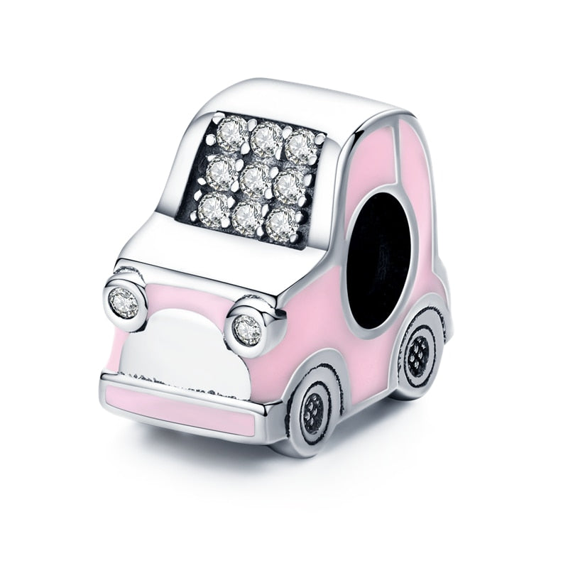 Sterling Silver 925 Colorful Enamel Pendant Car Charms