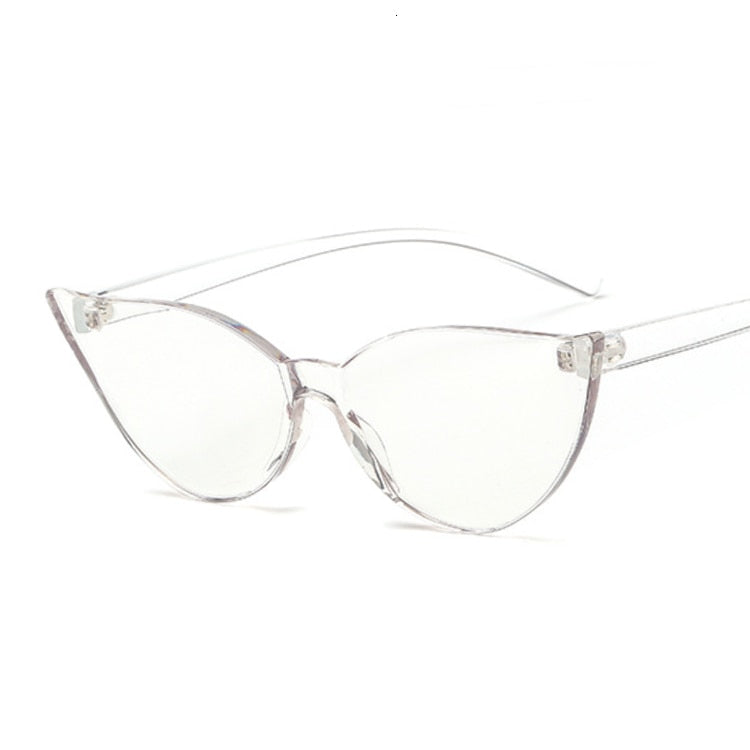 Woman Rimless Design Cat Eye Sunglasses