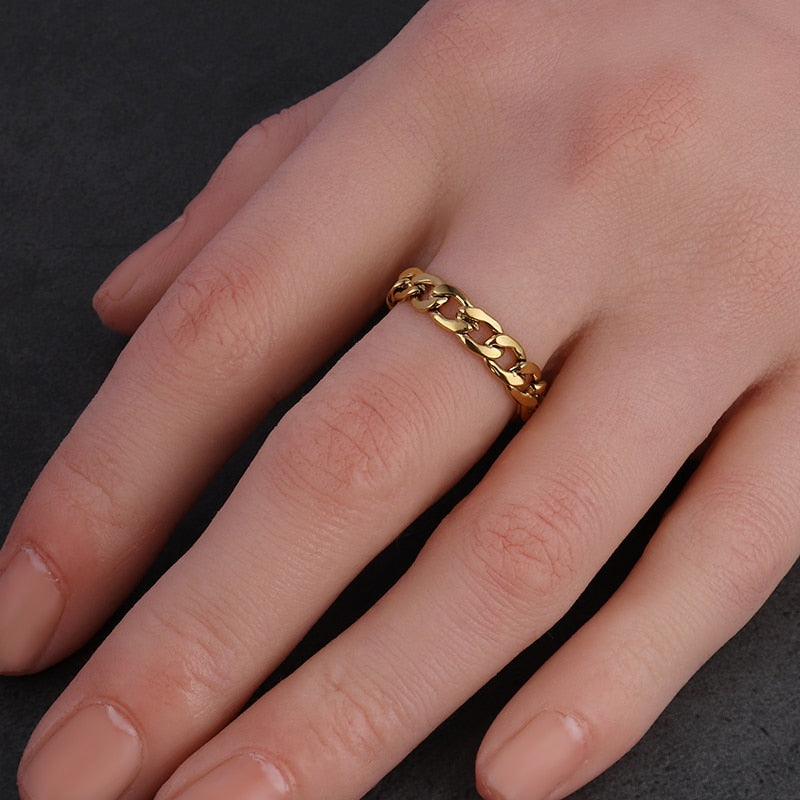 Accessories Unisex Stainless Steel Link Rings