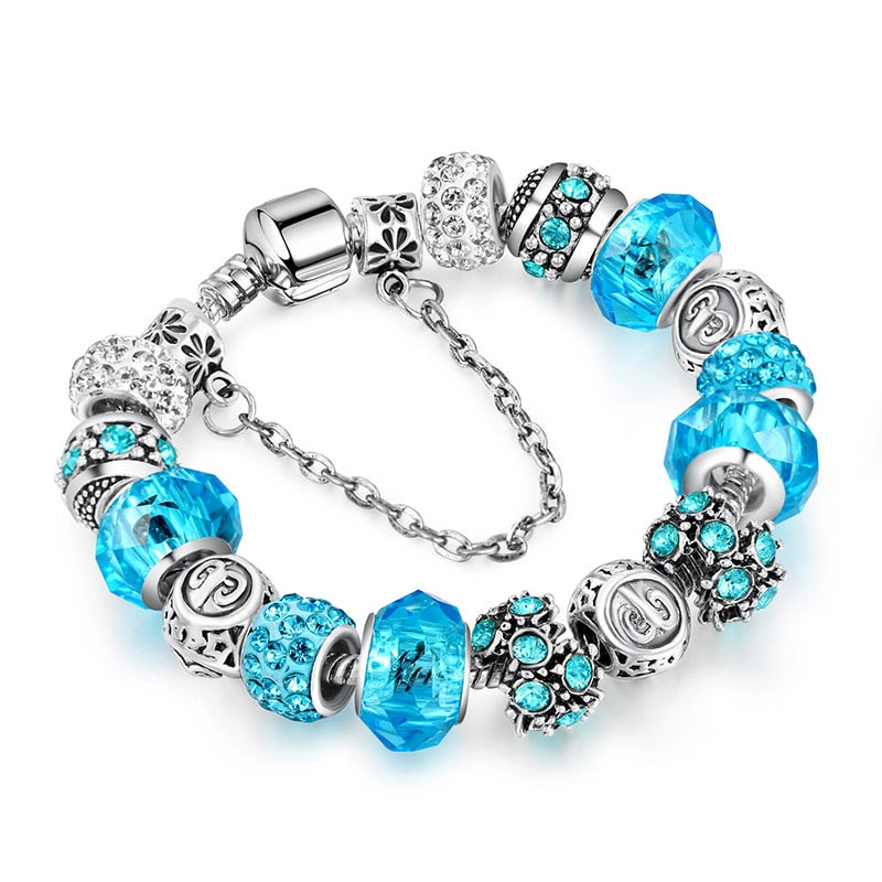 Women 12 Constellation Crystal Charm Bracelets