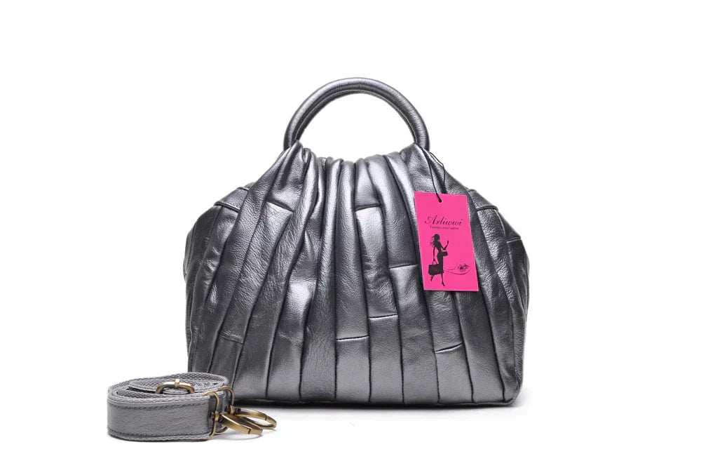 Women Elegant Genuine Cowhide Handmade Cross Body Tote Bags