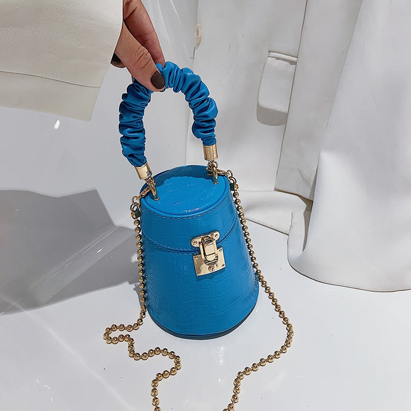 Women Crocodile Pattern Small Bucket Crossbody Bag