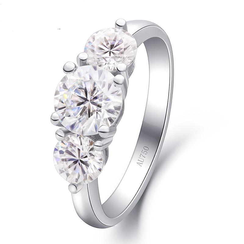 Women 18K White Gold 2.0ctw 6.5mm Moissanite Ring
