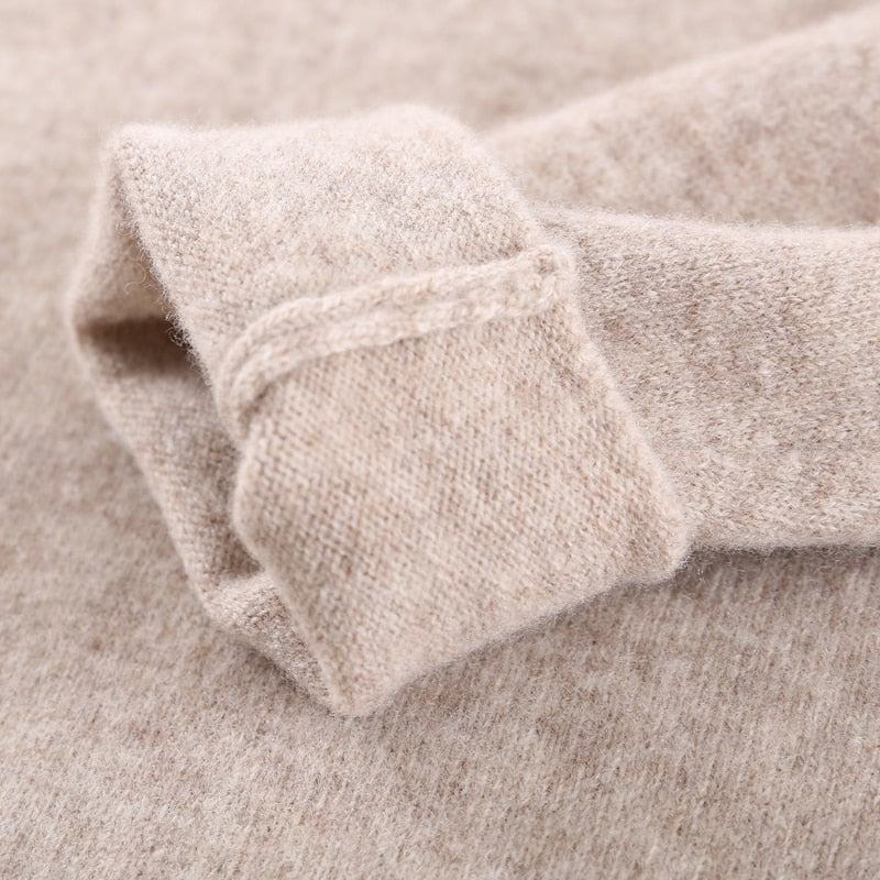 Women 100% Pure Wool Pile Neck Knit Pullover