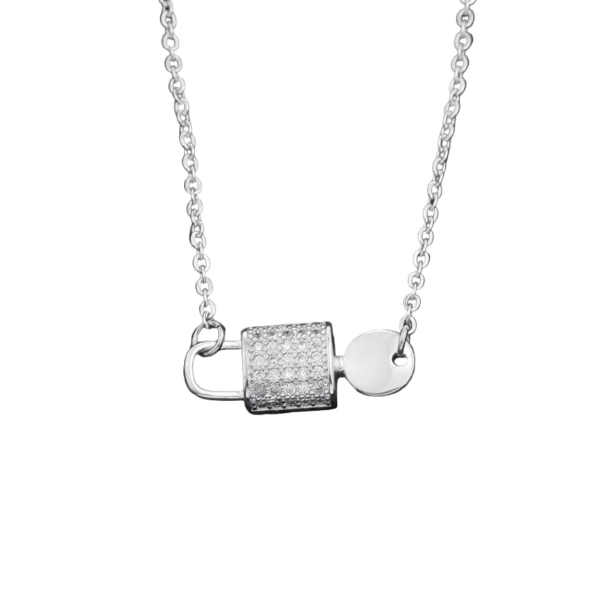 Women Stainless Steel Lock And Key Pendant Necklace
