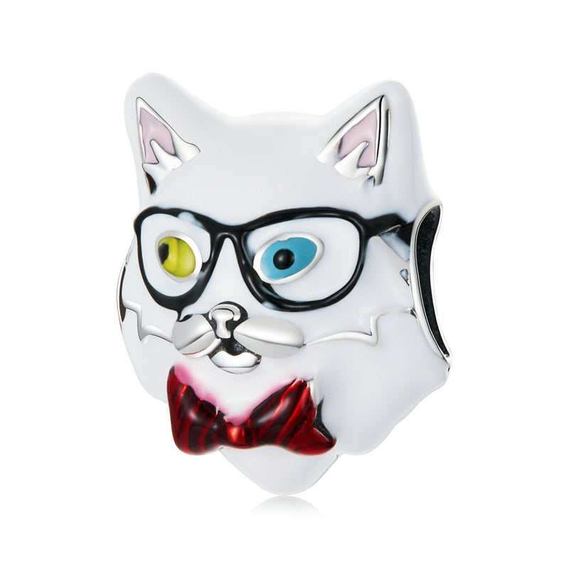Sterling Silver 925 Zirconia Beads Cat Charms