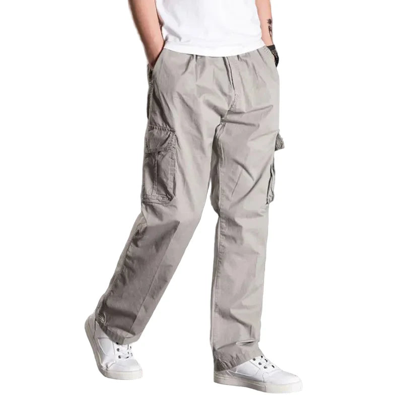 Men Casual Safari Style Cotton Cargo Pants