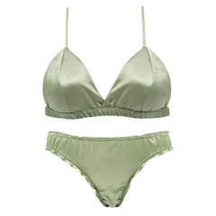 Women Satin Thin Triangle Lingerie Brassiere Set