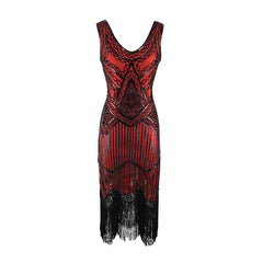 Women Vintage Sequin Full Fringed Retro Great Gatsby Dress