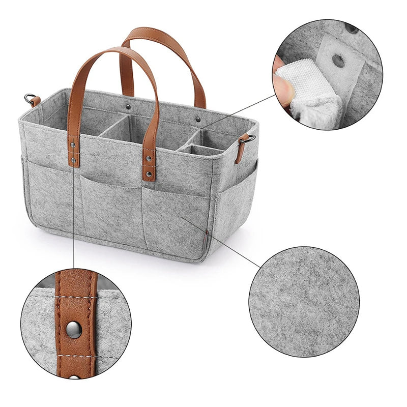 Baby Felt Storage Nursery Organizer Basket with Handle