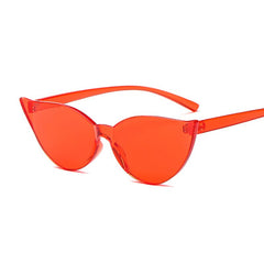 Woman Rimless Design Cat Eye Sunglasses