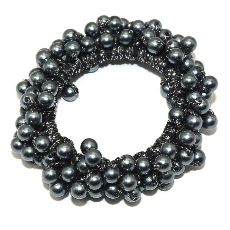 Woman Accessories Elegant Pearl Beads Scrunchies