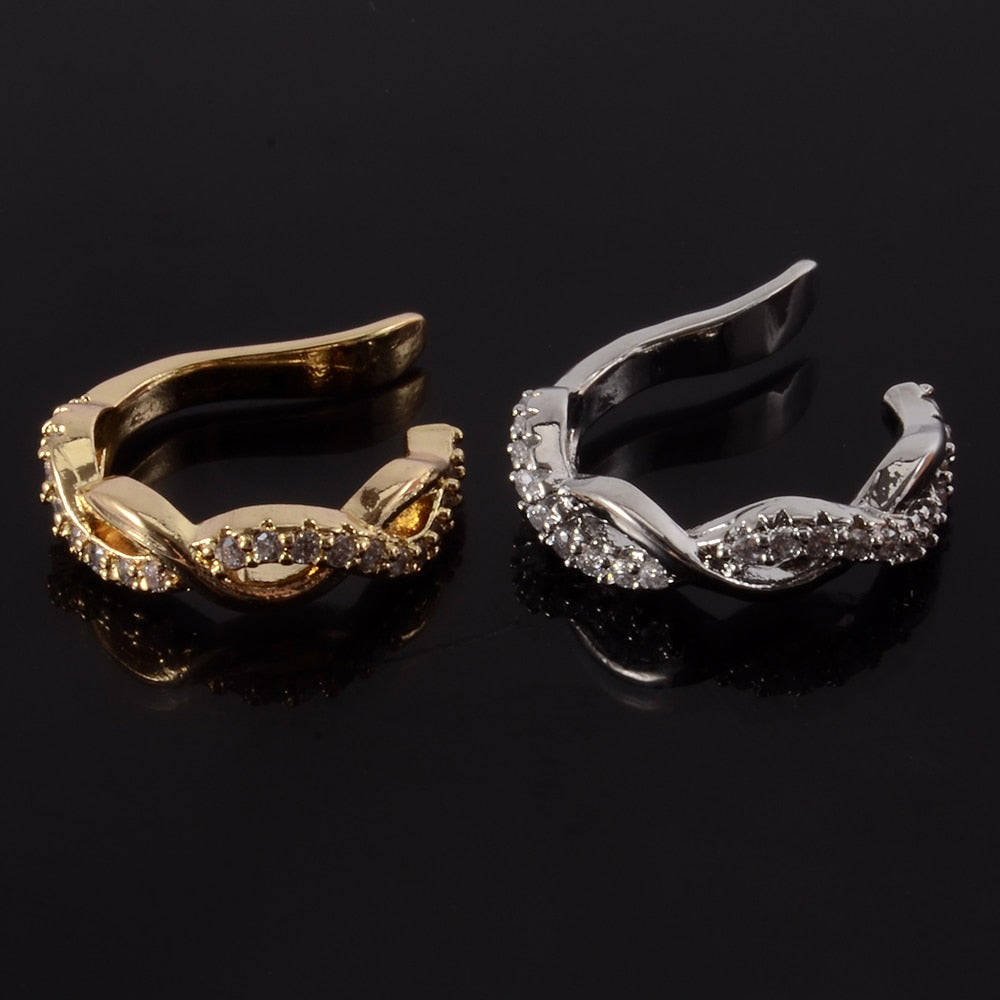 Women CZ Zircon Non-Pierced Ear Cuff Clip Earrings