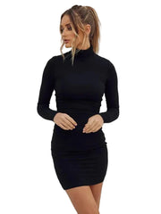 Women Casual Long Sleeved Knit Stretch Dress