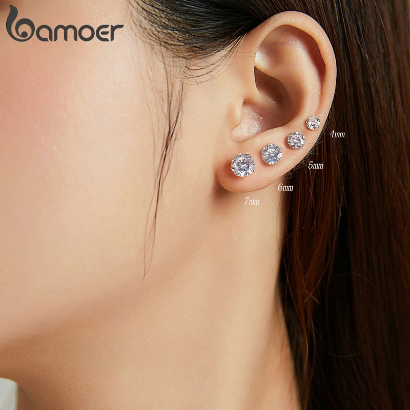 Sterling Silver 925 Platinum Cubic Zirconia Hypoallergenic Earrings