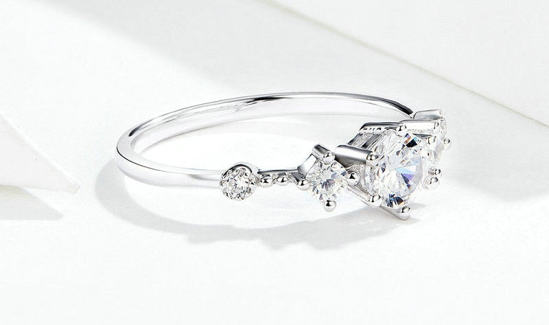 Sterling Silver 925 Women Sparkling Engagement Ring