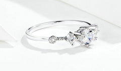 Sterling Silver 925 Women Sparkling Engagement Ring