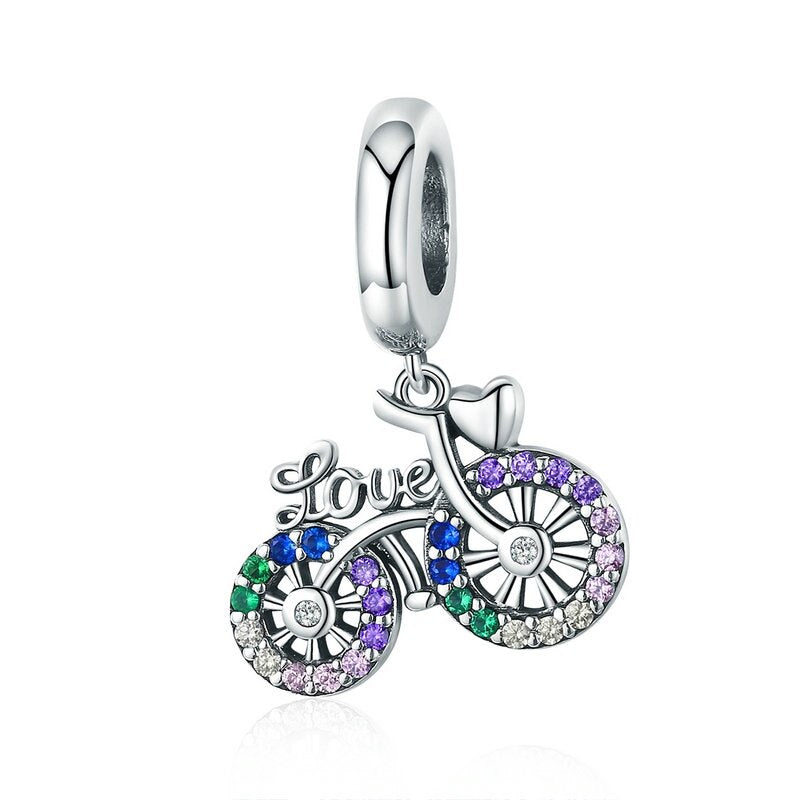 Sterling Silver 925 Colorful Enamel Pendant Car Charms