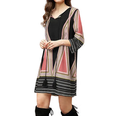 Woman 3/4 Sleeve Lace Up Long Tops