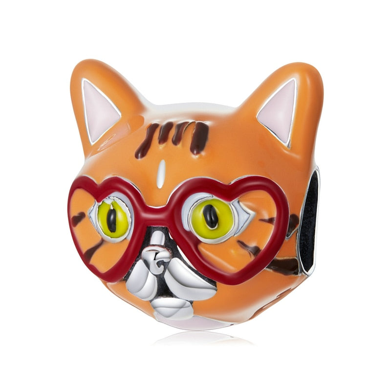 Sterling Silver 925 Zirconia Beads Cat Charms