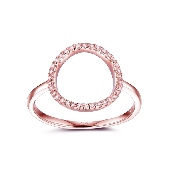 Sterling Silver 925 Hollow White And Rose Gold Cubic Zirconia Ring