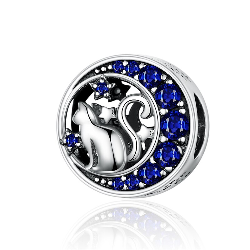 Sterling Silver 925 Zirconia Beads Cat Charms