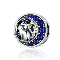 Sterling Silver 925 Zirconia Beads Cat Charms