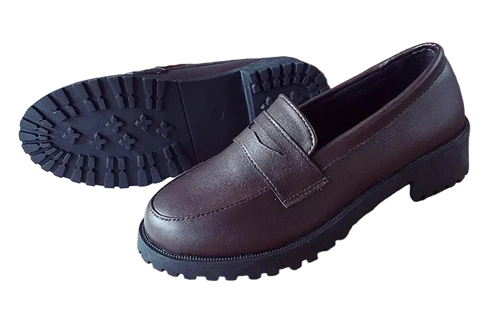 Women Casual Leather Oxfords Slip on Platforms