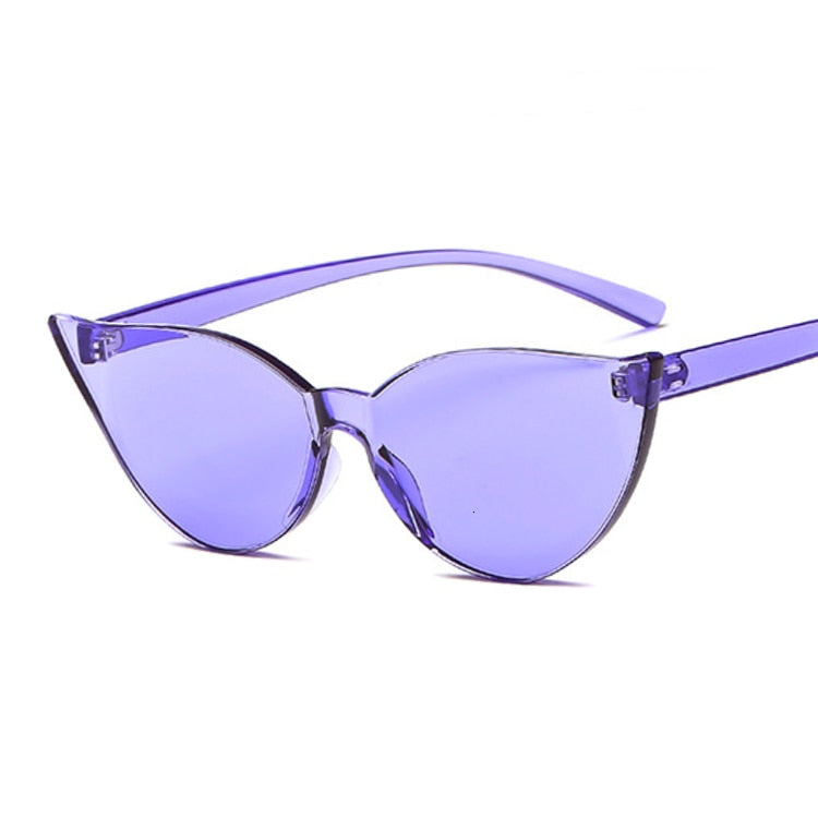 Woman Rimless Design Cat Eye Sunglasses