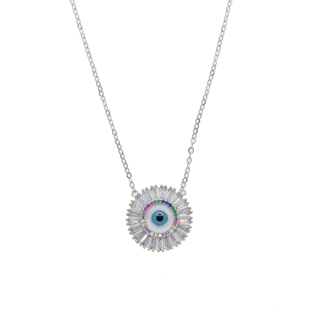 Accessories Turkish Evil Eye Round Stone Pendant Necklace