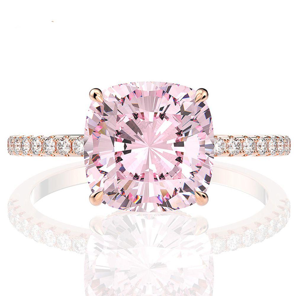 Women 925 Sterling Silver Moissanite Gemstone Rose Gold Ring