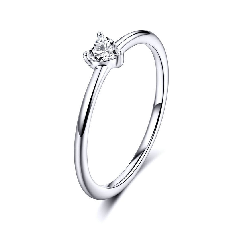Sterling Silver 925 Heart Stone Finger Rings