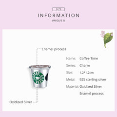 Sterling Silver 925  Coffee Cup Charm
