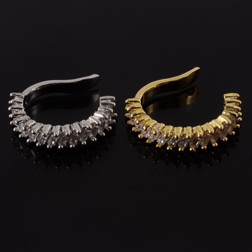 Women CZ Zircon Non-Pierced Ear Cuff Clip Earrings