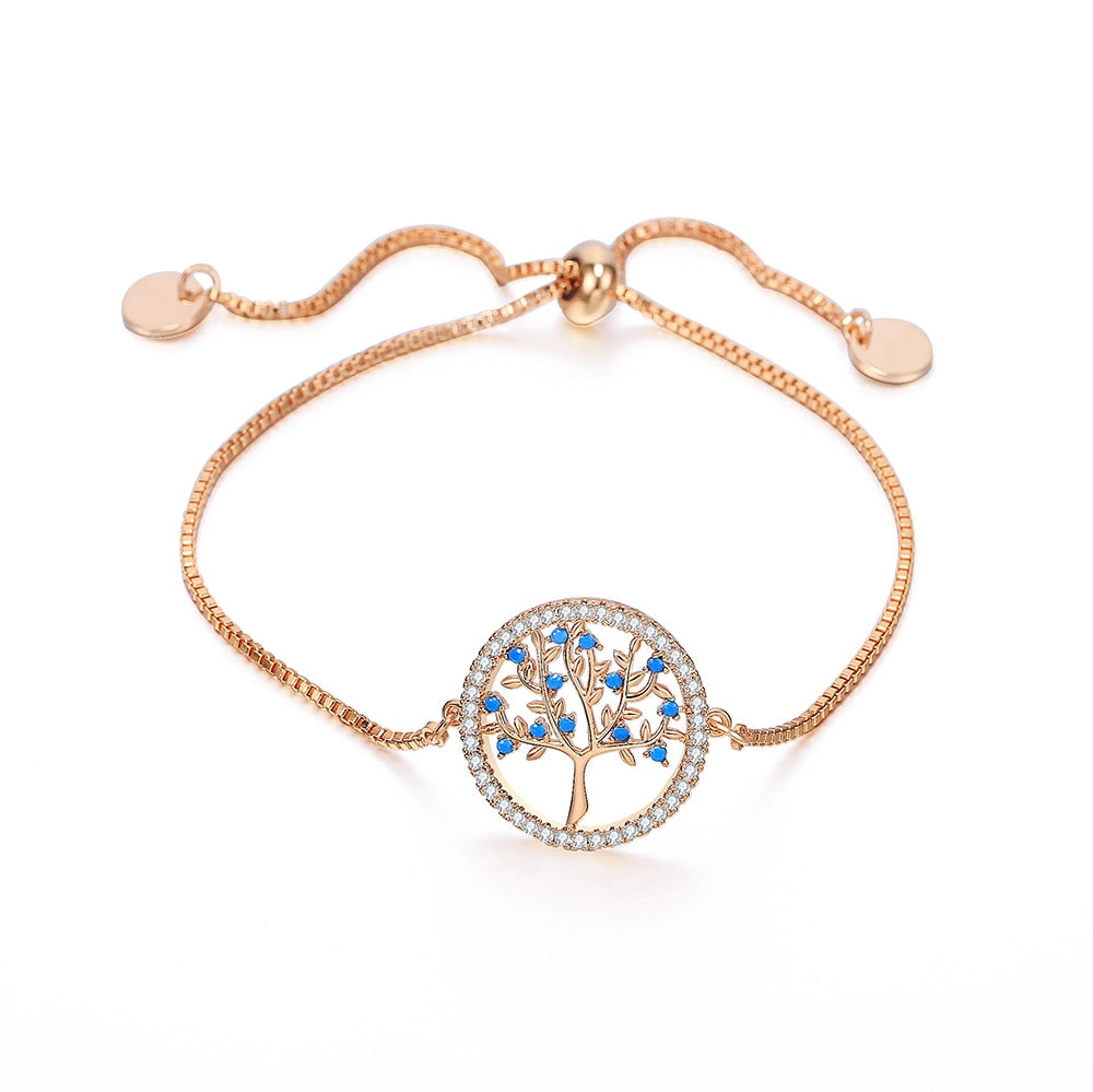 Accessories Women CZ Tree of Life Charm Bangle Bracelet