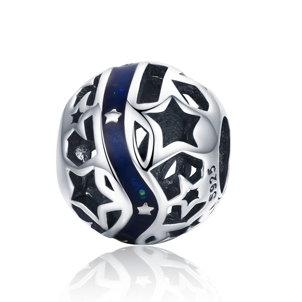Sterling Silver 925 Blue Charms Beads Fit Bracelets