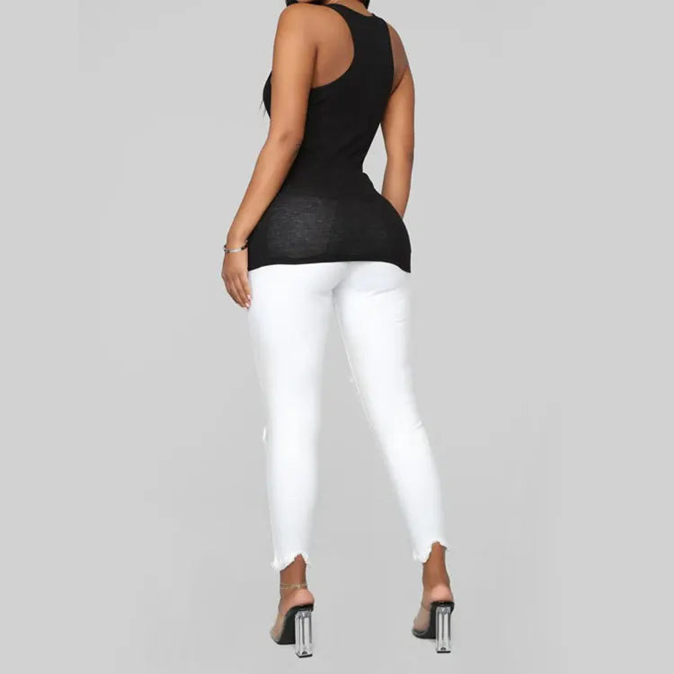 Women Casual Skinny Ripped Denim Jeans
