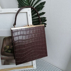 Women Small Crocodile Pattern Clip Crossbody, Shoulder Bag