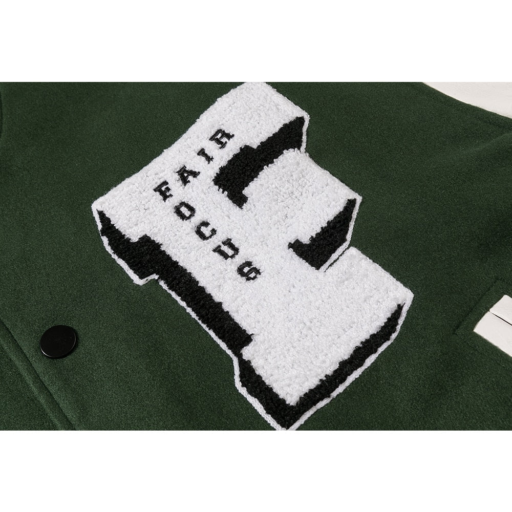 Men Leather Patchwork Embroidery Baseball Jacket