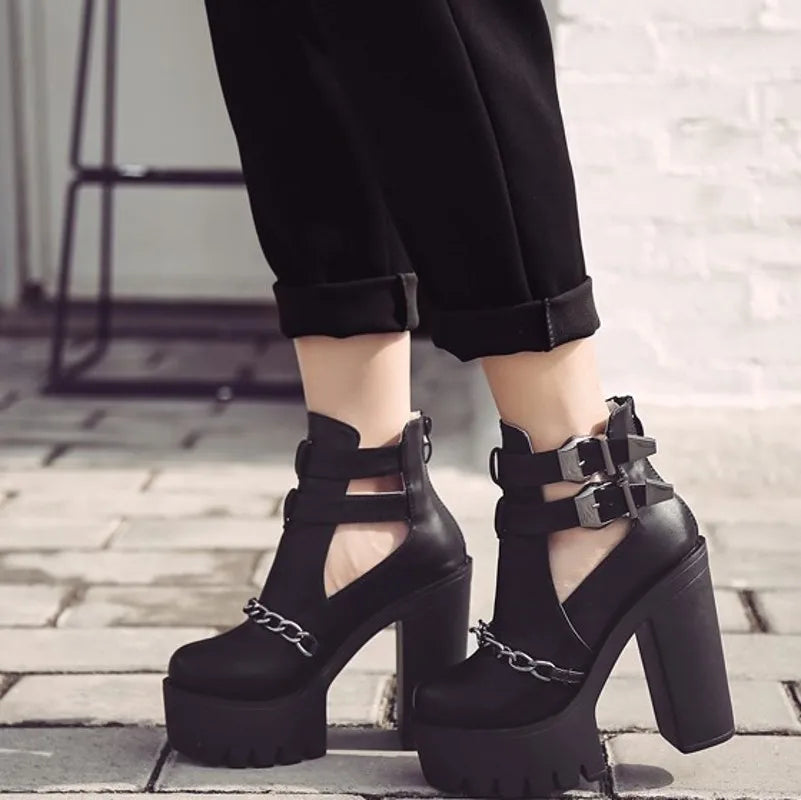 Women Casual Buckle High Platforms