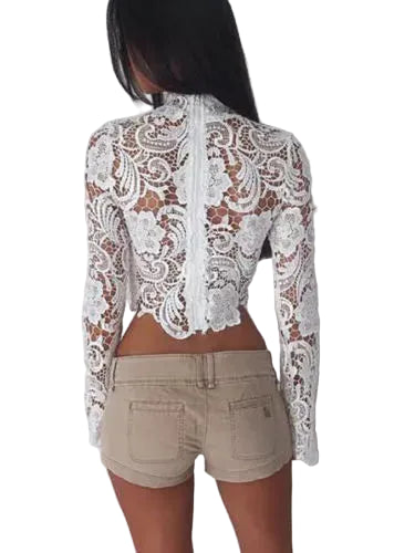 Women Casual Long Sleeve Lace Tops