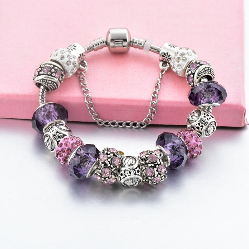 Women 12 Constellation Crystal Charm Bracelets