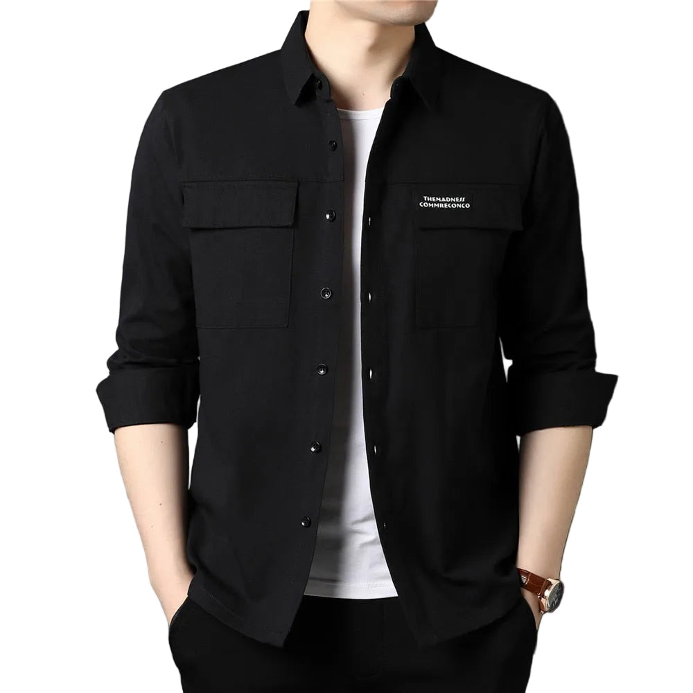 Men Casual 100% Cotton Long Sleeve Shirt
