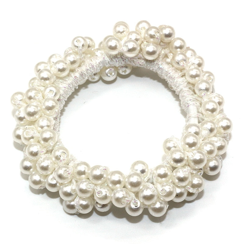 Woman Accessories Elegant Pearl Beads Scrunchies