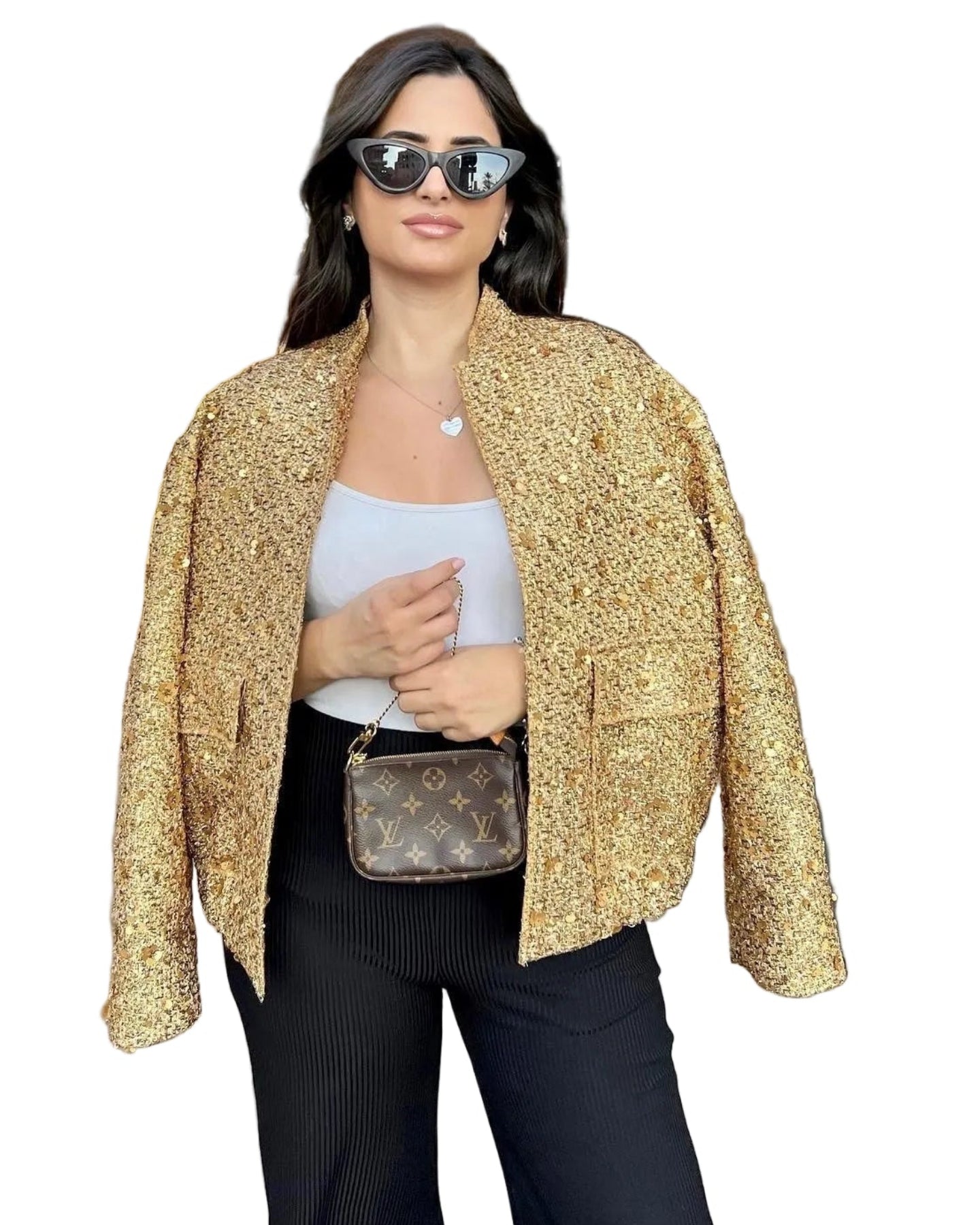 Women Bead Embellished Collar Jacket
