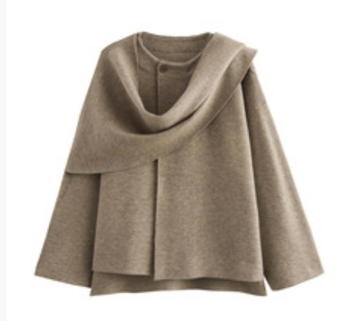 Women Casual Knit Shawl Scarf Shirt