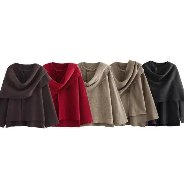 Women Casual Knit Shawl Scarf Shirt