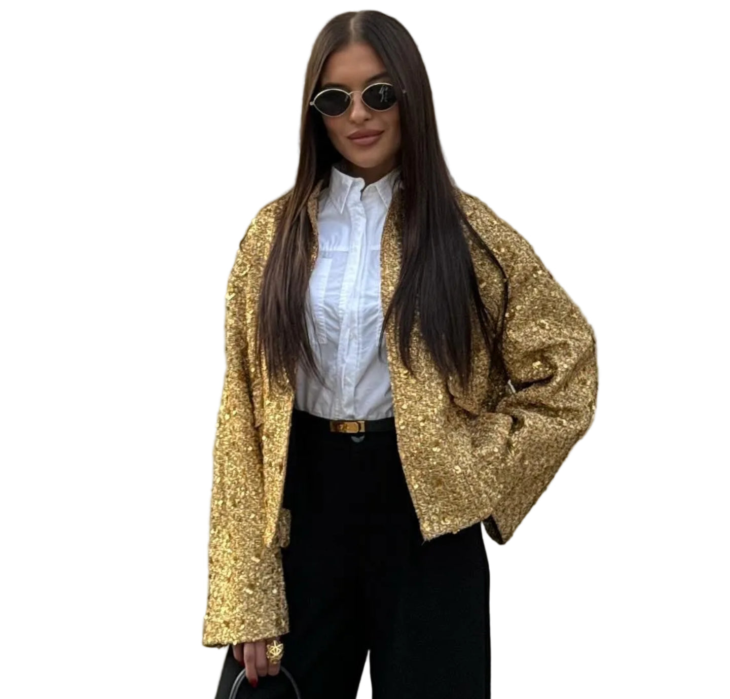 Women Bead Embellished Collar Jacket