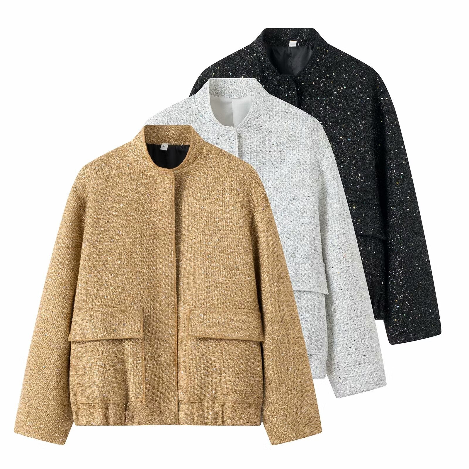 Women Bead Embellished Collar Jacket